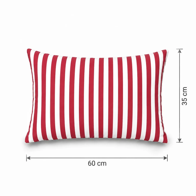 Lot de 2 Coussins d'Appoint Jardin 60x35 cm Rayure Rouge - Premium 270g Déhoussable