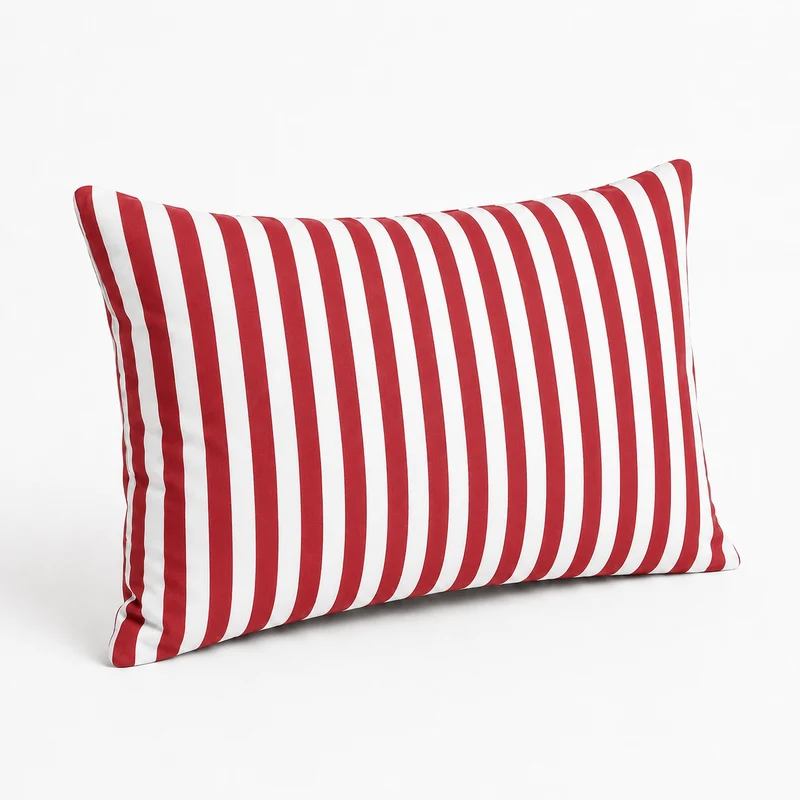 Lot de 2 Coussins d'Appoint Jardin 60x35 cm Rayure Rouge - Premium 270g Déhoussable