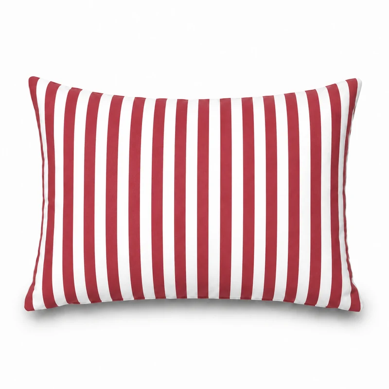 Lot de 2 Coussins d'Appoint Jardin 60x35 cm Rayure Rouge - Premium 270g Déhoussable