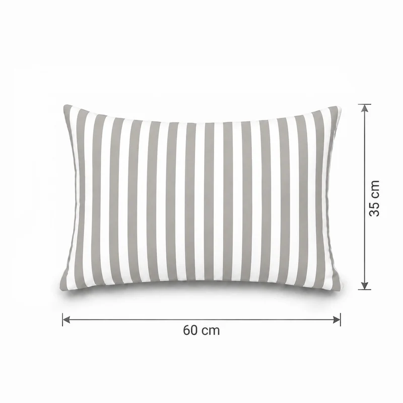 Lot de 2 Coussins d'Appoint Jardin 60x35 cm Rayure Gris Clair - Premium 270g Déhoussable