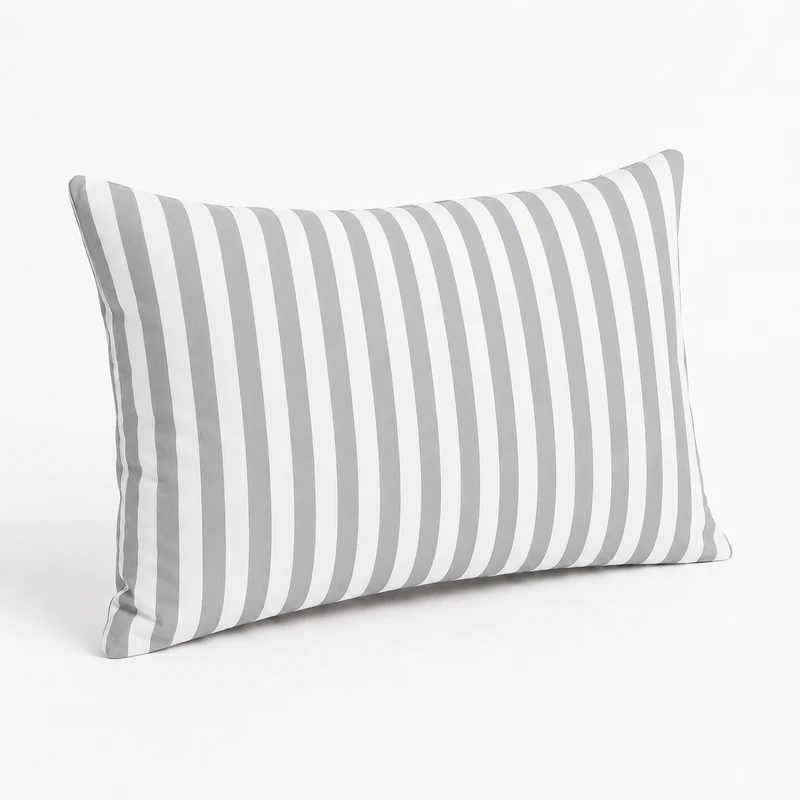 Lot de 2 Coussins d'Appoint Jardin 60x35 cm Rayure Gris Clair - Premium 270g Déhoussable