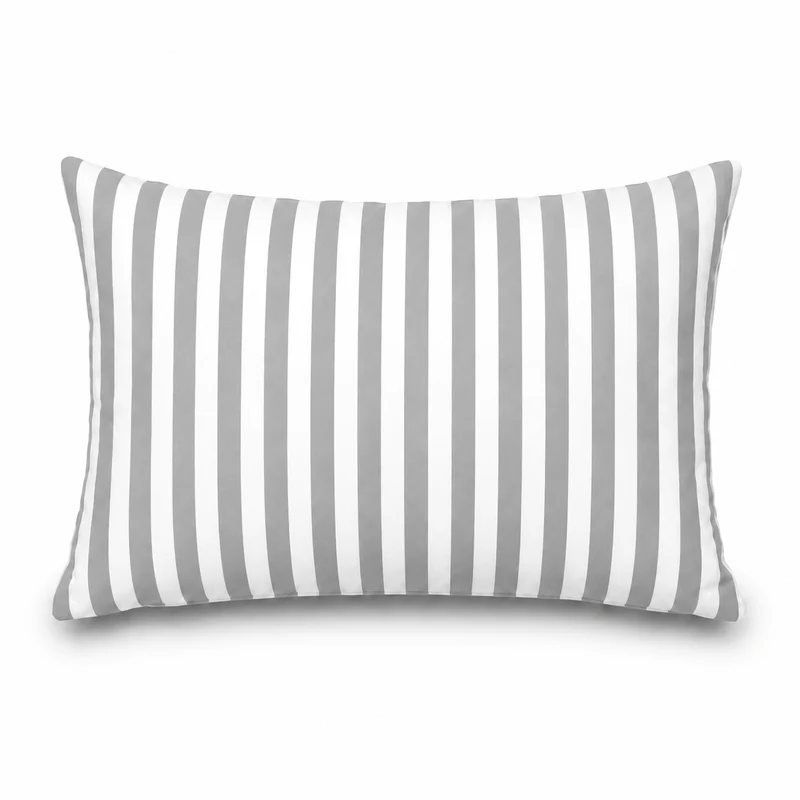 Lot de 2 Coussins d'Appoint Jardin 60x35 cm Rayure Gris Clair - Premium 270g Déhoussable