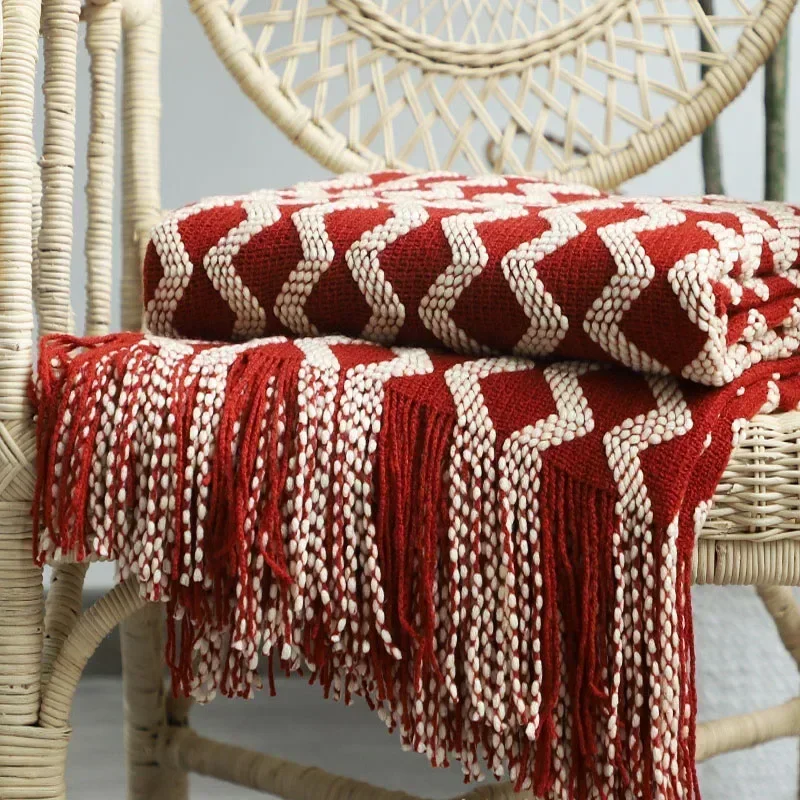 Plaid Rouge à Franges