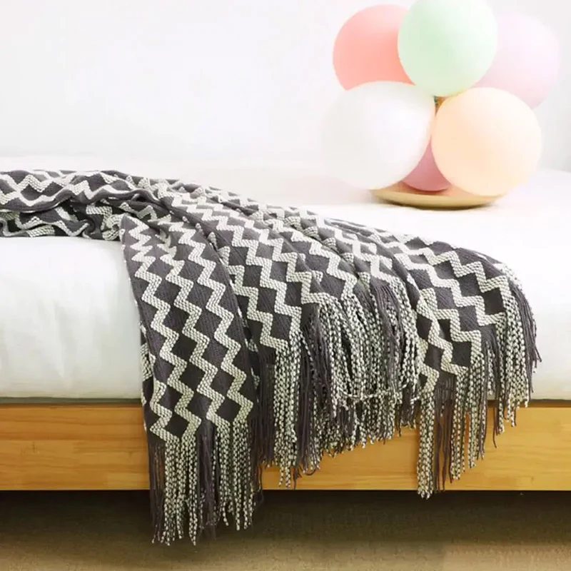 Plaid Gris à Franges