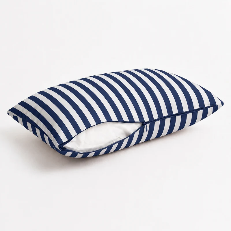 Lot de 2 Coussins d'Appoint Jardin 60x35 cm Rayure Bleu Marine - Premium 270g Déhoussable