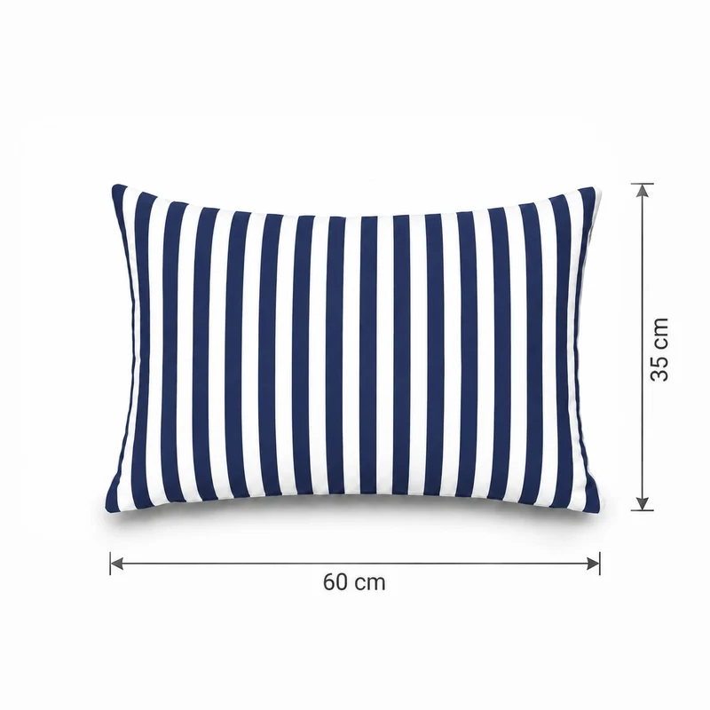 Lot de 2 Coussins d'Appoint Jardin 60x35 cm Rayure Bleu Marine - Premium 270g Déhoussable