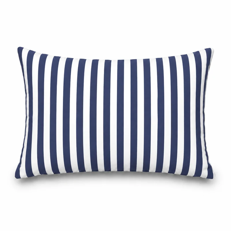 Lot de 2 Coussins d'Appoint Jardin 60x35 cm Rayure Bleu Marine - Premium 270g Déhoussable