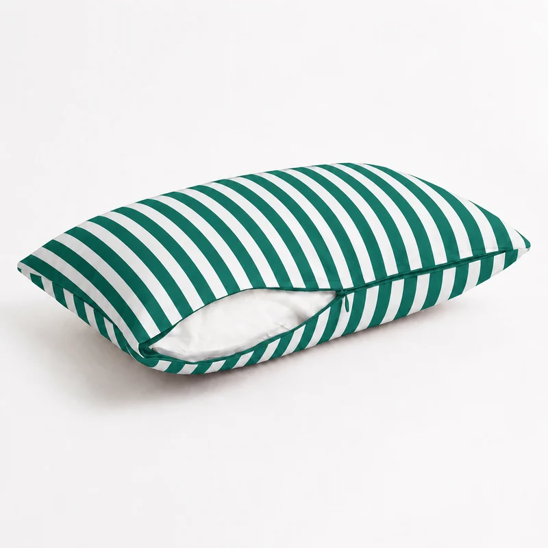 Lot de 2 Coussins d'Appoint Jardin 60x35 cm Rayure Vert - Premium 270g Déhoussable