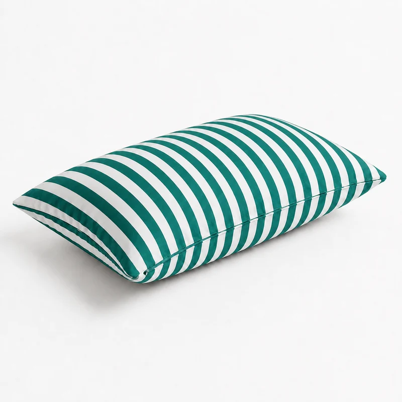 Lot de 2 Coussins d'Appoint Jardin 60x35 cm Rayure Vert - Premium 270g Déhoussable