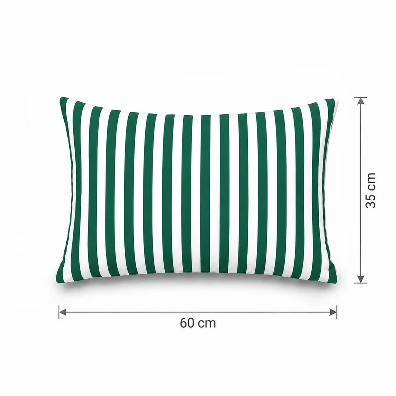 Lot de 2 Coussins d'Appoint Jardin 60x35 cm Rayure Vert - Premium 270g Déhoussable