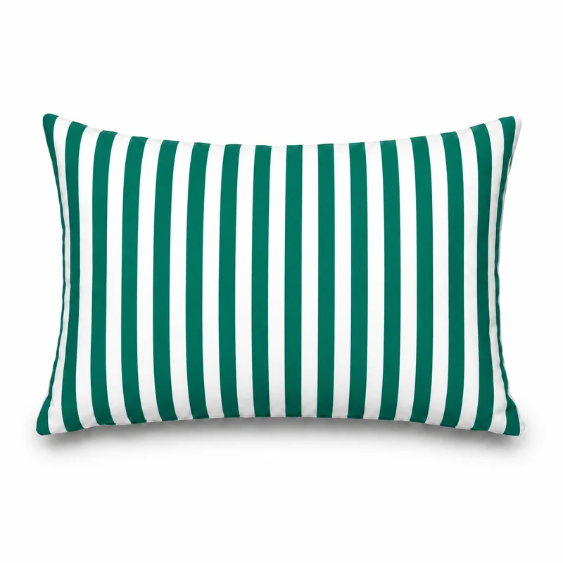 Lot de 2 Coussins d'Appoint Jardin 60x35 cm Rayure Vert - Premium 270g Déhoussable