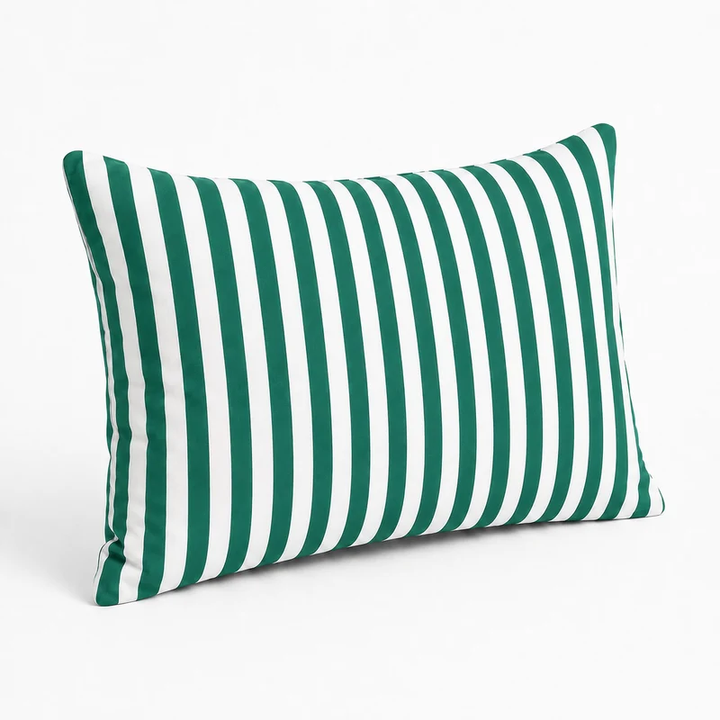 Lot de 2 Coussins d'Appoint Jardin 60x35 cm Rayure Vert - Premium 270g Déhoussable