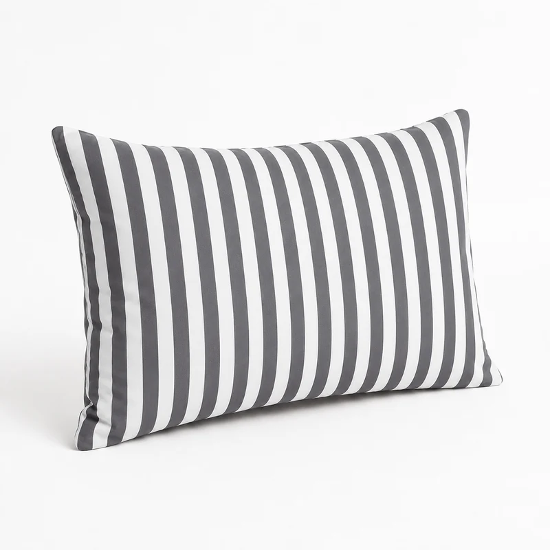 Lot de 2 Coussins d'Appoint Jardin 60x35 cm Rayure Gris Foncé - Premium 270g Déhoussable