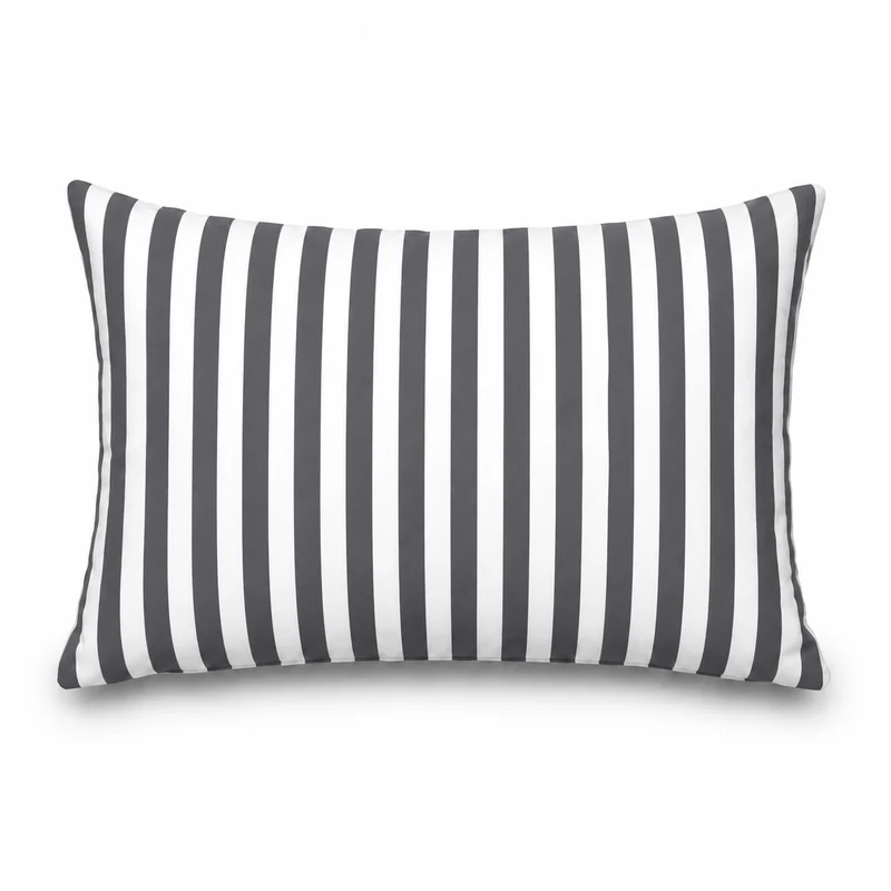 Lot de 2 Coussins d'Appoint Jardin 60x35 cm Rayure Gris Foncé - Premium 270g Déhoussable