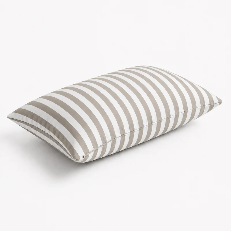 Lot de 2 Coussins d'Appoint Jardin 60x35 cm Rayure Beige - Premium 270g Déhoussable