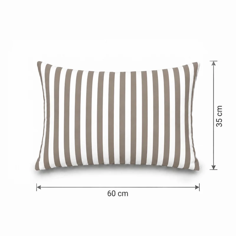 Lot de 2 Coussins d'Appoint Jardin 60x35 cm Rayure Beige - Premium 270g Déhoussable