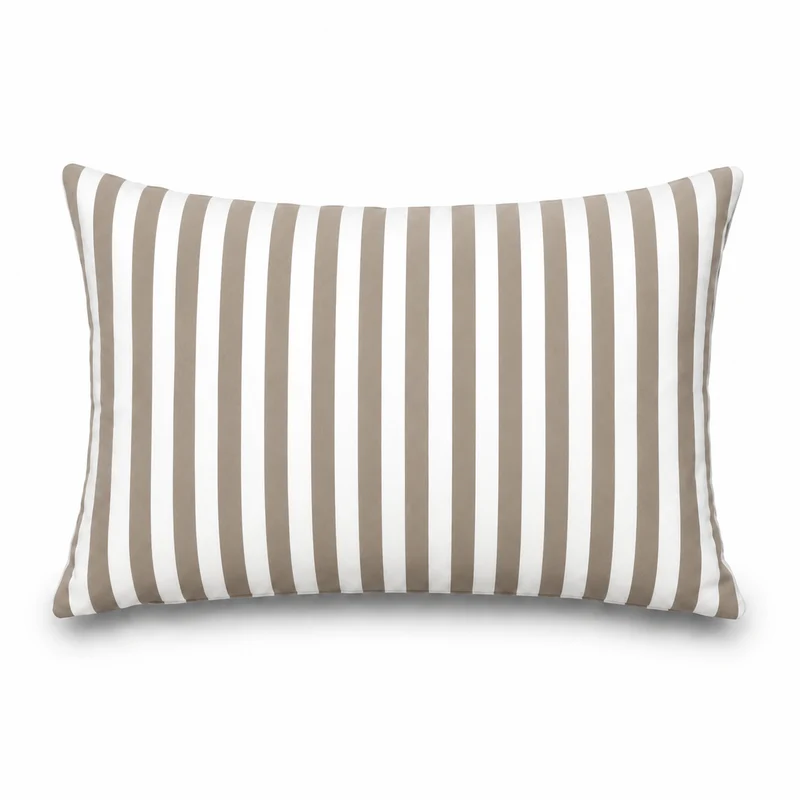 Lot de 2 Coussins d'Appoint Jardin 60x35 cm Rayure Beige - Premium 270g Déhoussable