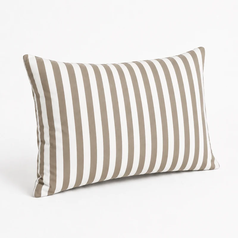 Lot de 2 Coussins d'Appoint Jardin 60x35 cm Rayure Beige - Premium 270g Déhoussable