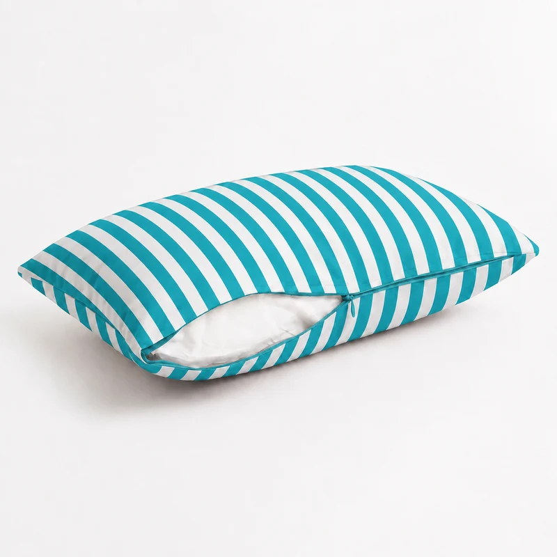 Lot de 2 Coussins d'Appoint Jardin 60x35 cm Rayure Turquoise - Premium 270g Déhoussable