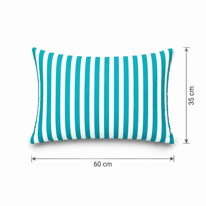 Lot de 2 Coussins d'Appoint Jardin 60x35 cm Rayure Turquoise - Premium 270g Déhoussable