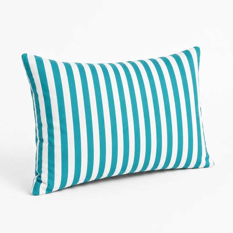 Lot de 2 Coussins d'Appoint Jardin 60x35 cm Rayure Turquoise - Premium 270g Déhoussable