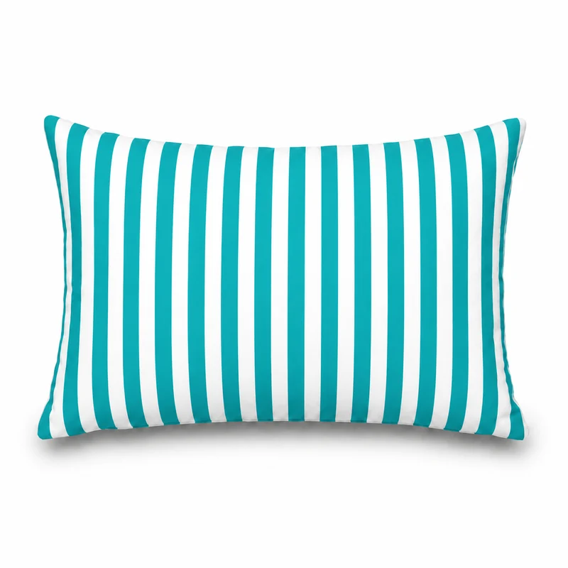Lot de 2 Coussins d'Appoint Jardin 60x35 cm Rayure Turquoise - Premium 270g Déhoussable