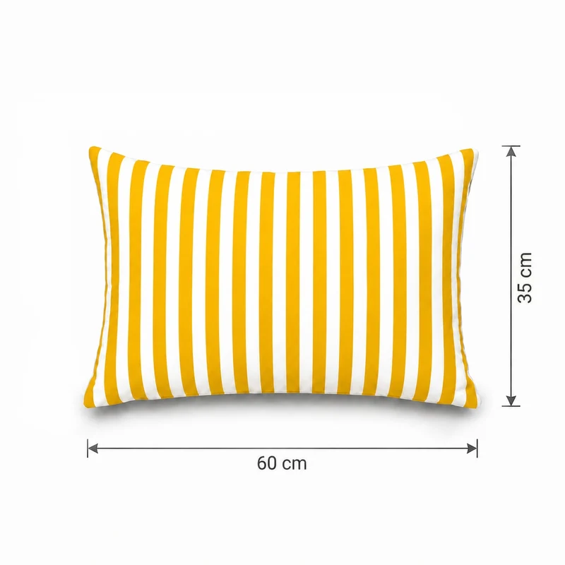 Lot de 2 Coussins d'Appoint Jardin 60x35 cm Rayure Jaune - Premium 270g Déhoussable