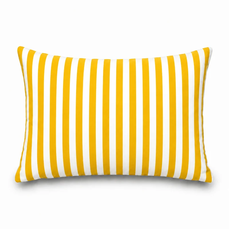 Lot de 2 Coussins d'Appoint Jardin 60x35 cm Rayure Jaune - Premium 270g Déhoussable