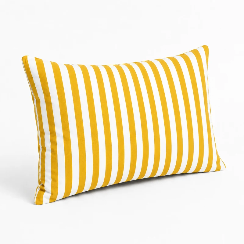 Lot de 2 Coussins d'Appoint Jardin 60x35 cm Rayure Jaune - Premium 270g Déhoussable
