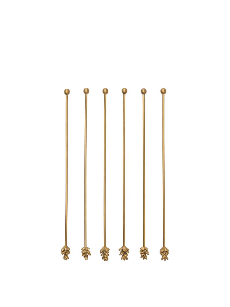 Forest Stir Sticks - Long - Set of 6 - Brass