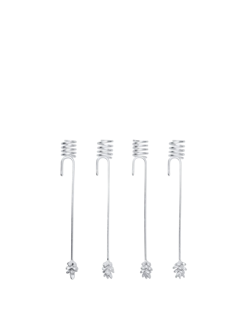 Forest Christmas Tree Candle Holders - Set of 4 - Silver