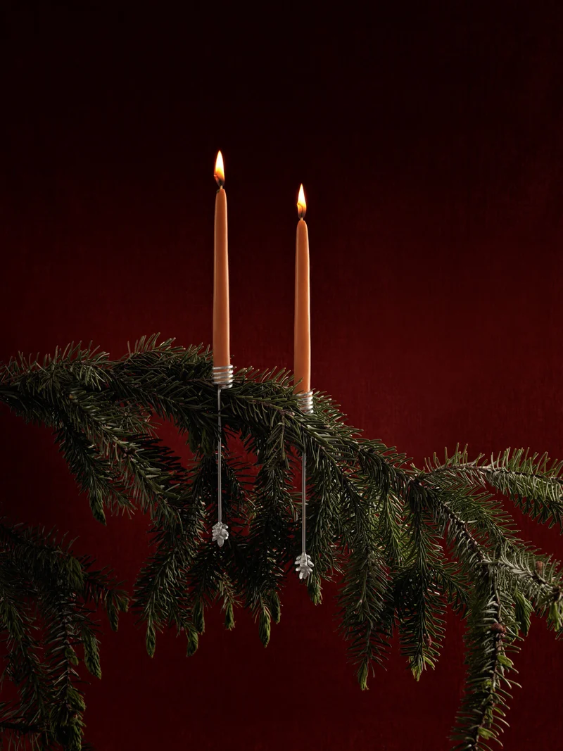 Forest Christmas Tree Candle Holders - Set of 4 - Silver
