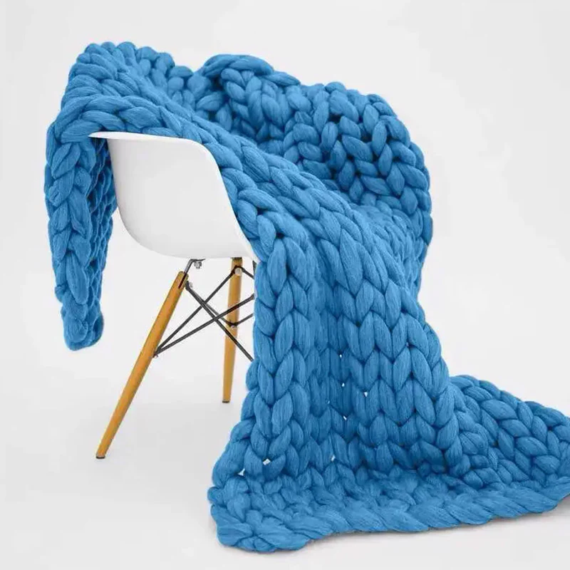 Plaid Maille Épaisse Bleu