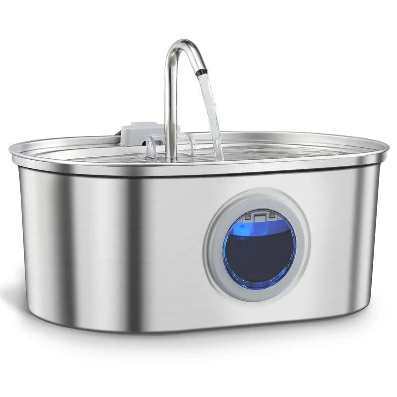 Fontaine à Eau Automatique pour Chat & Chien 3,2 L en Acier Inoxydable | Ultra Silencieuse avec Filtration