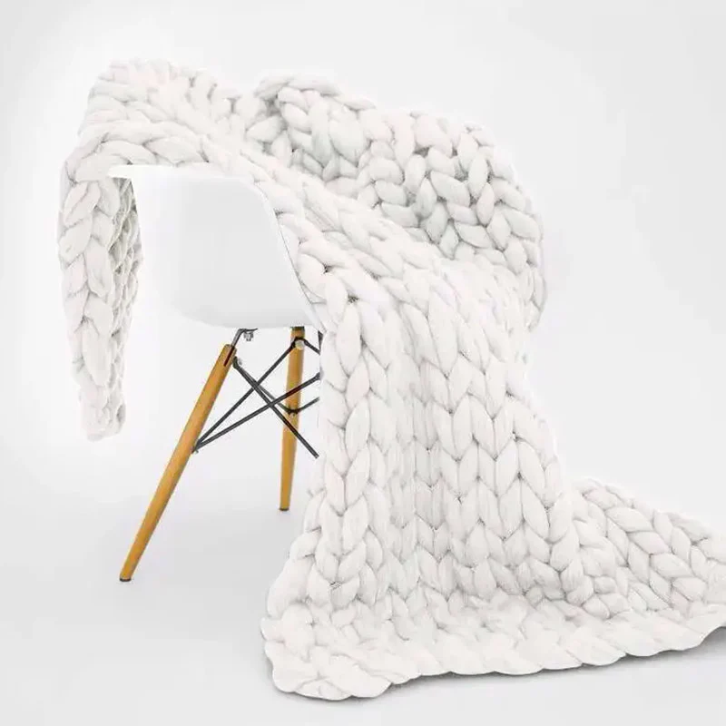 Plaid Maille Épaisse Blanc