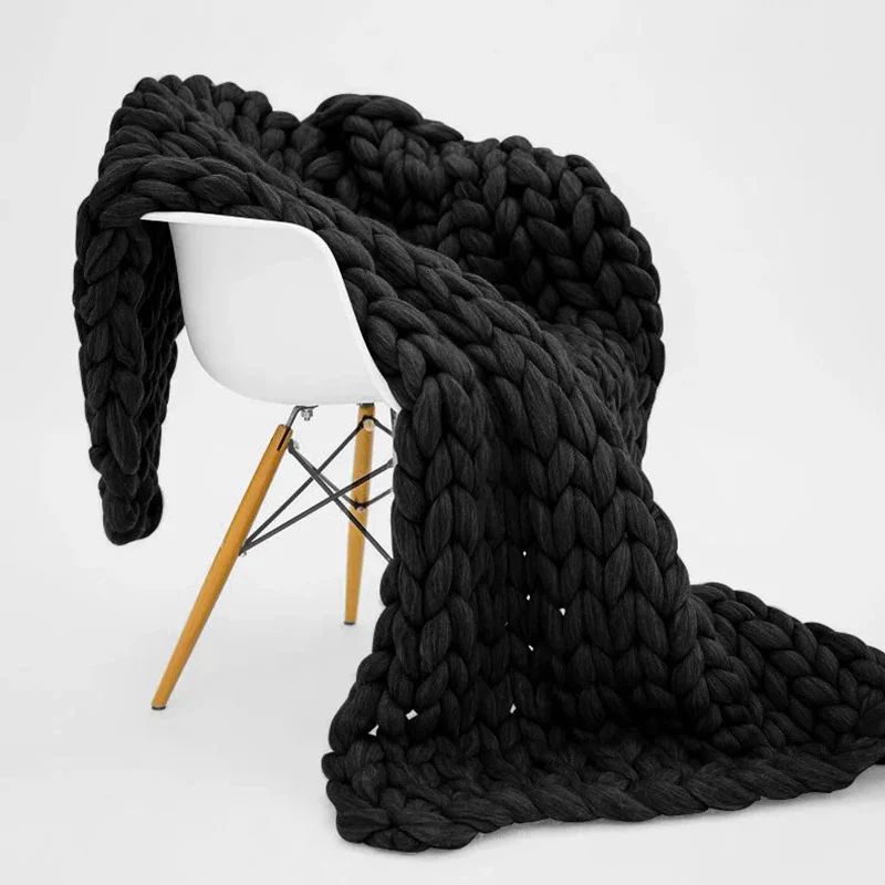 Plaid Maille Épaisse Noir