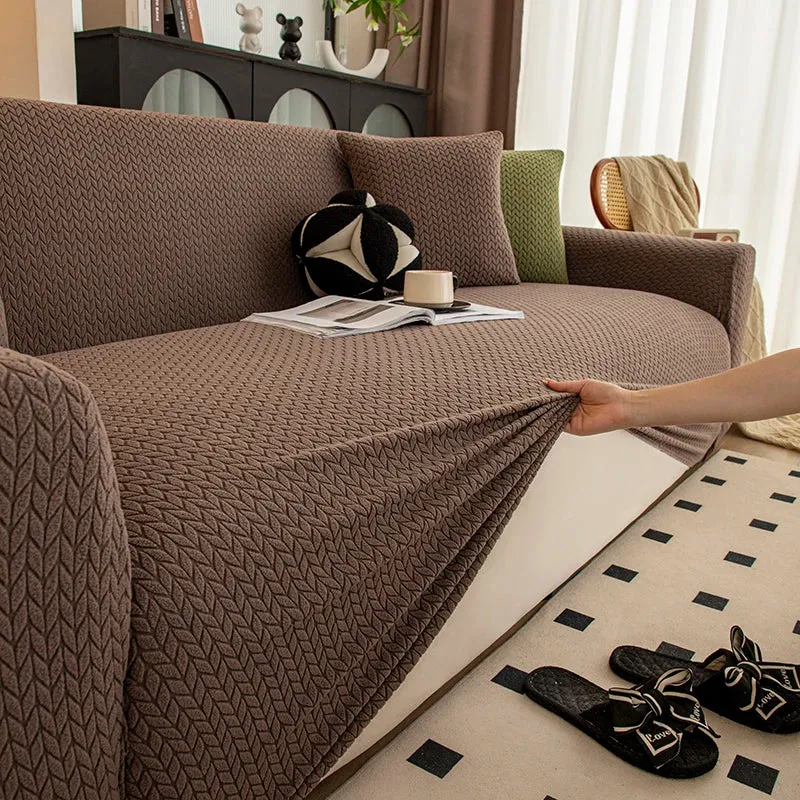 Housse de Canapé Extensible Jacquard Perle