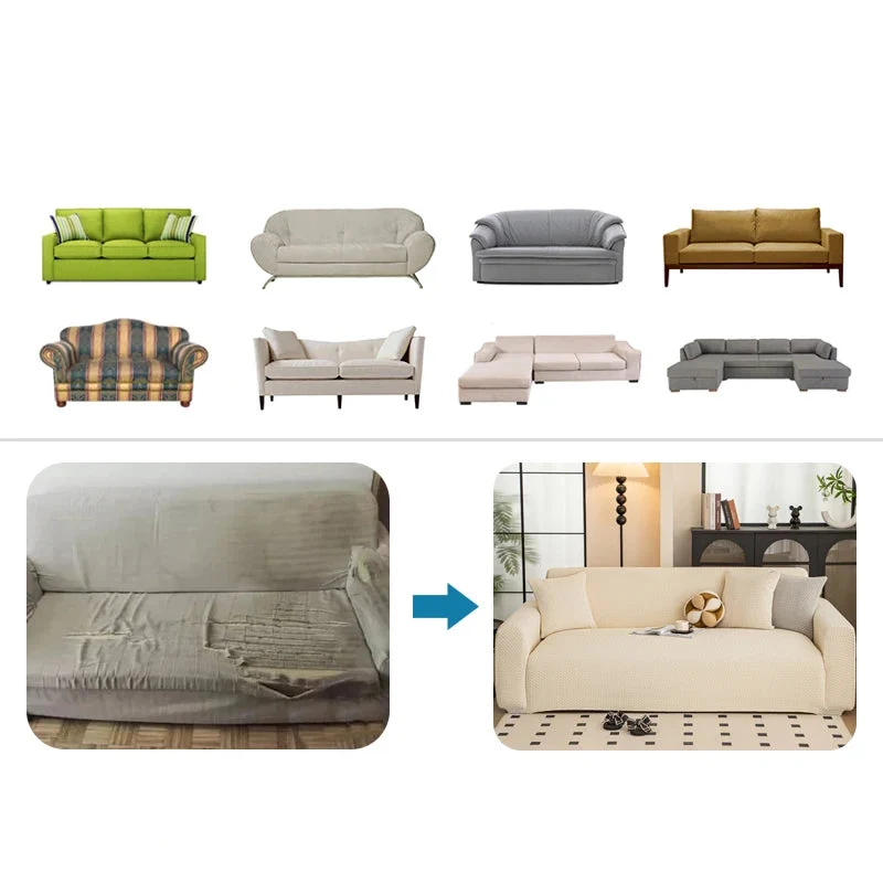 Housse de Canapé Extensible Jacquard Perle