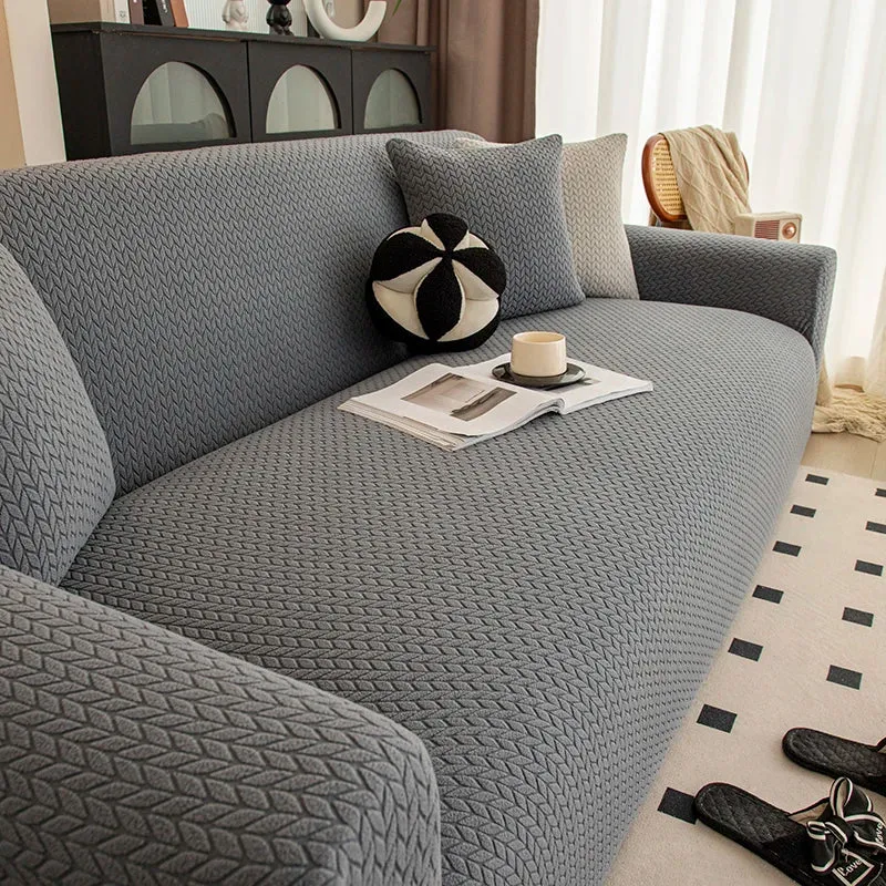 Housse de Canapé Extensible Jacquard Perle