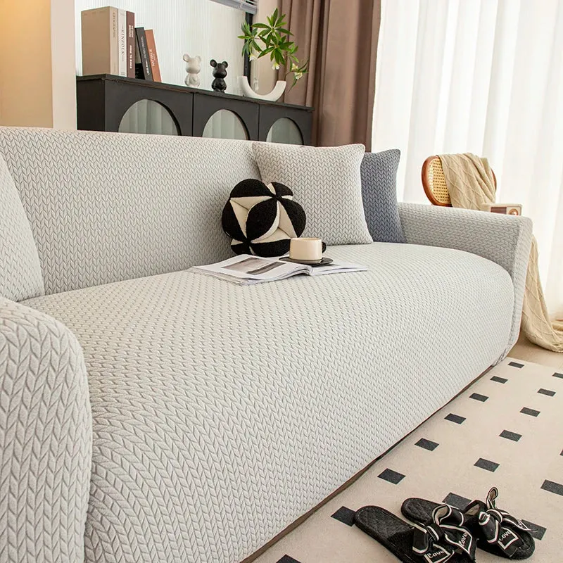 Housse de Canapé Extensible Jacquard Perle