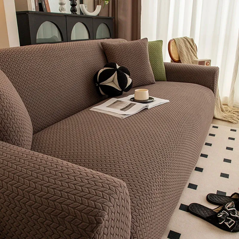 Housse de Canapé Extensible Jacquard Perle