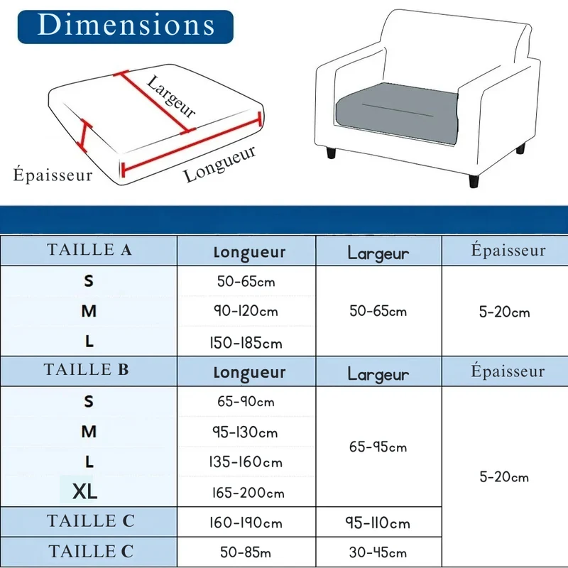 Housse de Coussin Salon de Jardin Extérieur Velours Extensible