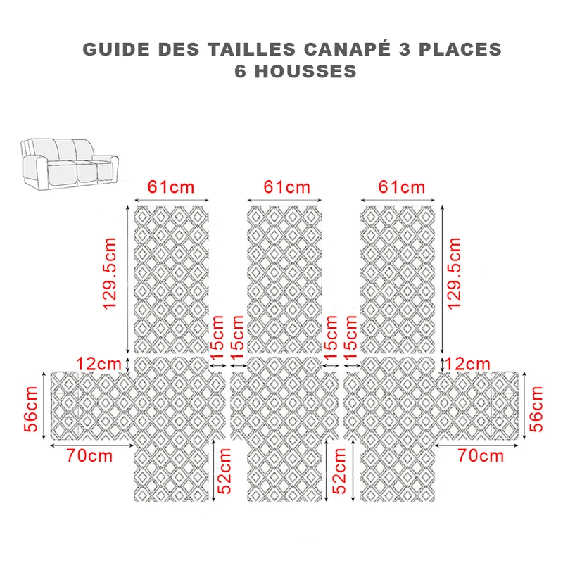 Housse de protection imperméable et anti griffe pour canapé relax 3 places