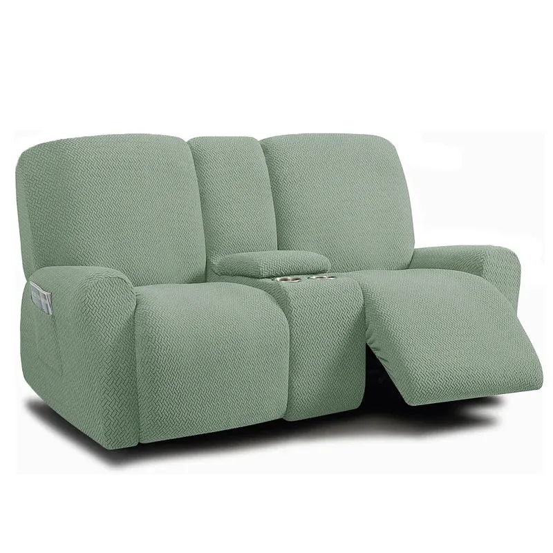 Housse pour canapé relax 2 places avec console centrale velours damassé