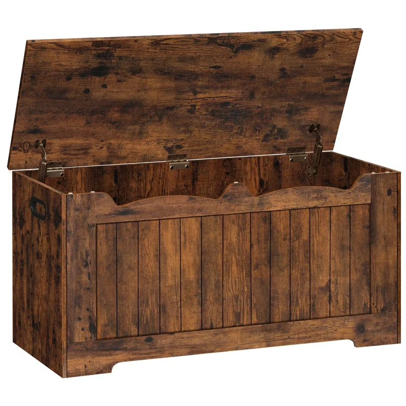 Banc de rangement en bois avec coffre