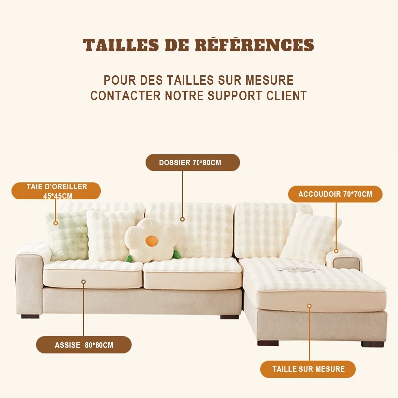 Housse de coussin de canapé d'hiver en polaire douce et épaisse - Nuage de douceur