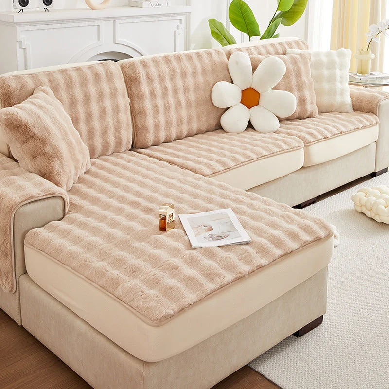 Housse de coussin de canapé d'hiver en polaire douce et épaisse - Nuage de douceur