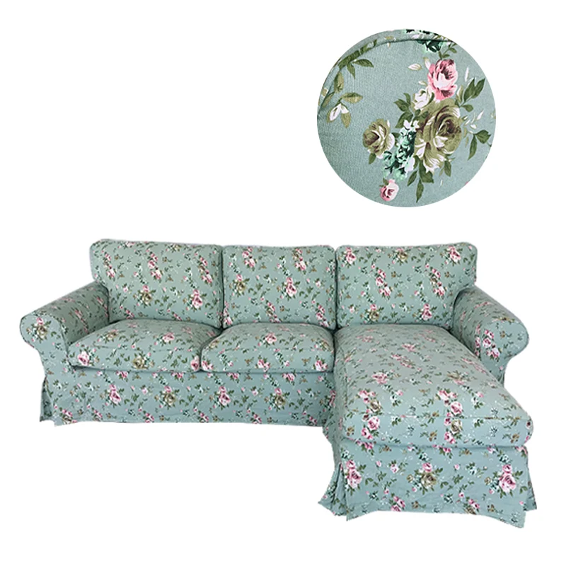 Housse pour canapé d'angle IKEA EKTORP 2 places + méridienne - motifs imprimés 100% coton
