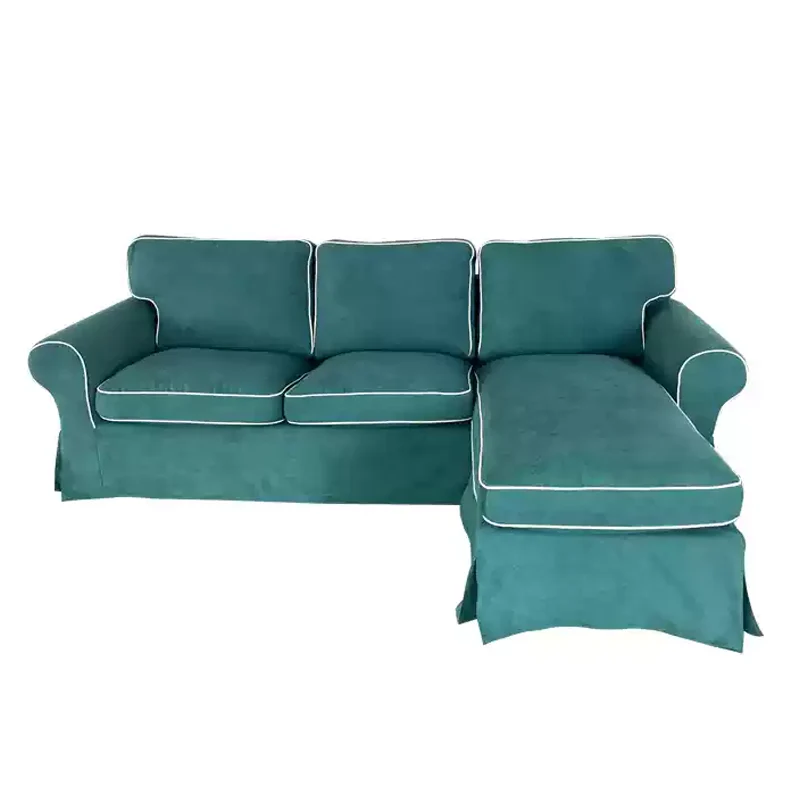 Housse pour canapé d'angle IKEA EKTORP 2 places + méridienne - Velours strié renforcé