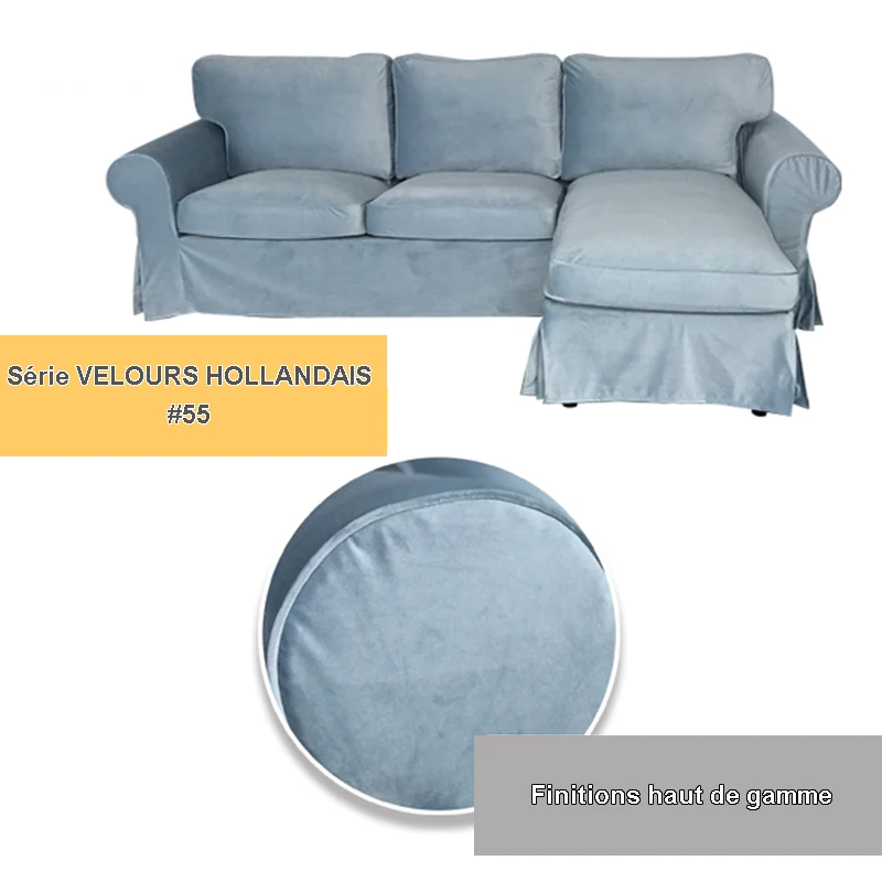 Housse pour canapé d'angle IKEA EKTORP 2 places + méridienne - Velours hollandais
